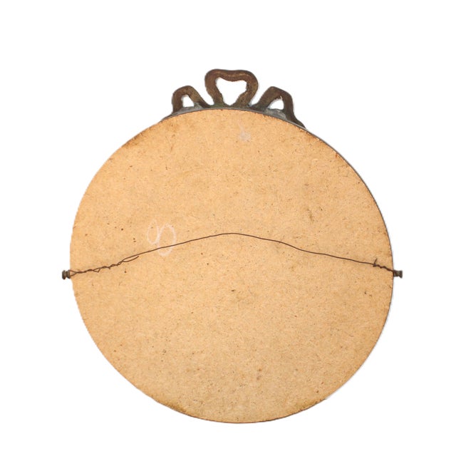Round French Empire Style Unlaquered Brass Mirror For Sale - Image 4 of 4