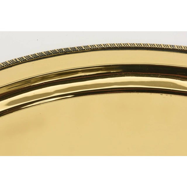 Vintage Brass Oval Tray With Shell and Braided Design Barware For Sale - Image 9 of 11
