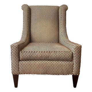 Custom Dotted Cut Velvet High Back Chair For Sale