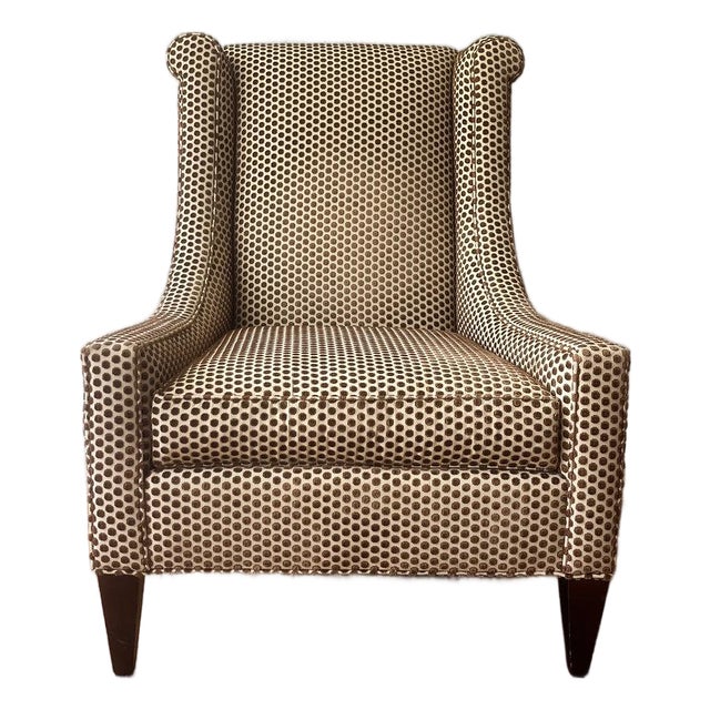 Custom Dotted Cut Velvet High Back Chair For Sale