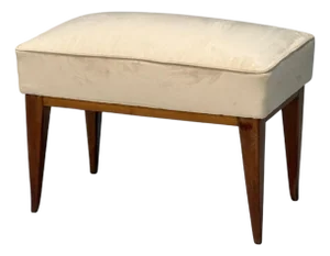 Guglielmo Pecorini, Stained Wood, Beige Velvet, Ottoman, Italy, 1950s