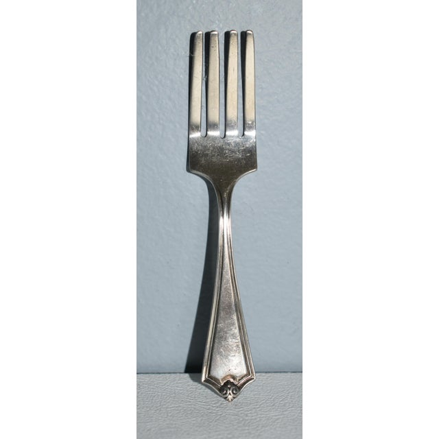 Vintage (1940's) Demitasse Fork has an Art Deco Style. Has Straight Lines. Made of Sterling Silver. The Measurements:...