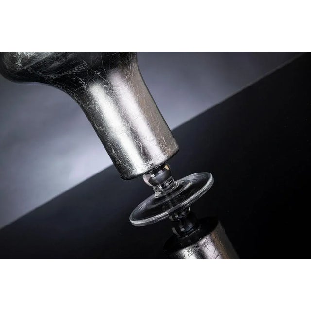 Contemporary Athens Leaf Silver Glass Vessel from VGnewtrend For Sale - Image 3 of 5
