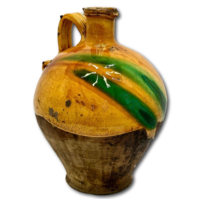 French Provincial Outstanding Very Large Size Antique Country French Pottery Water Jug With Stunning Glaze - Approx 18 Inches Tall For Sale - Image 3 of 18