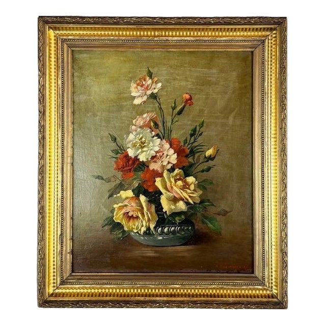 French School Artist, Floral Still Life, Early 20th Century, Oil Painting on Canvas, Framed For Sale