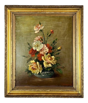 French School Artist, Floral Still Life, Early 20th Century, Oil Painting on Canvas, Framed