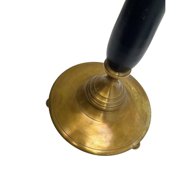 Black Brass and Black Laquered Floor Lamp on Ball-Shape Legs, 1980s For Sale - Image 8 of 10