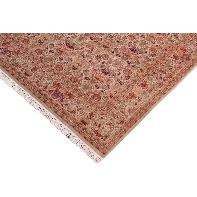 Shabby Chic Elegant Pak-Persian Green/Beige Wool Rug - 8'1'' X 10'1'' For Sale - Image 3 of 9
