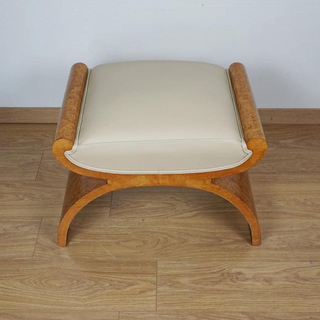 Art Deco X-Frame Stool in Burr Walnut and Satin Birch, 1930s For Sale - Image 4 of 6