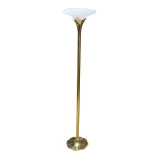 Mid Century Modern Stiffel Tulip Torchiere Brass Floor Lamp Chicago For Sale