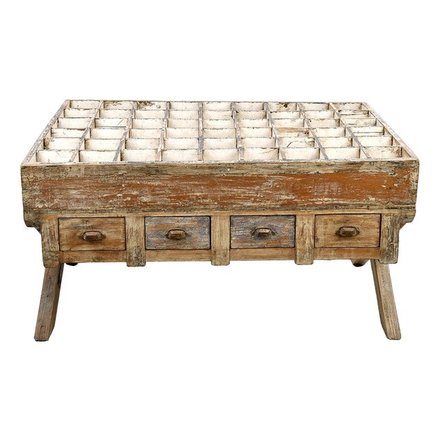 Storage Table with 54 Drawers For Sale