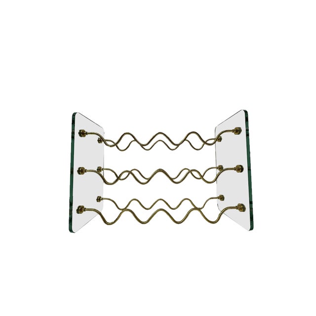 French Wine Rack in Glass and Brass by David Lange, 1970s For Sale