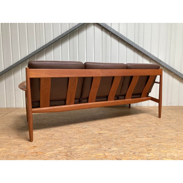 Teak and Leather Sofa by Grete Jalk for France & Son, 1960s For Sale - Image 11 of 18