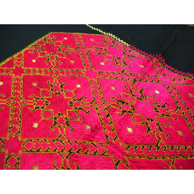 Textile Antique Silk Embroidered Wall Hanging, Swat Valley Pulkari, 1890s For Sale - Image 7 of 11