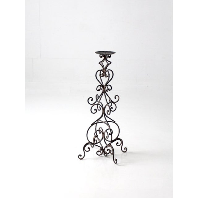 Vintage Scrollwork Iron Candle Stand For Sale - Image 17 of 17