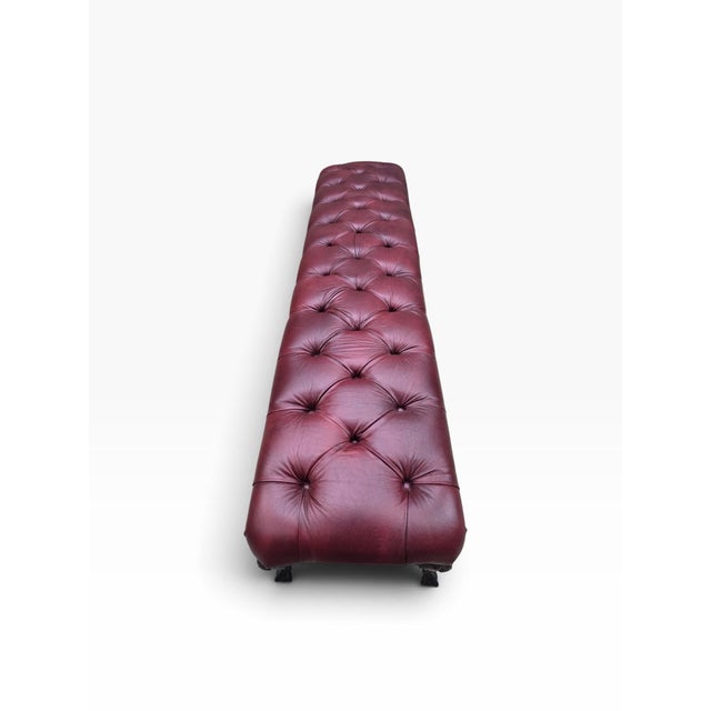 Antique Chippendale Style Carved Tufted Benches Newly Reupholstered in Burgundy Leather- Pair For Sale In Chicago - Image 6 of 12