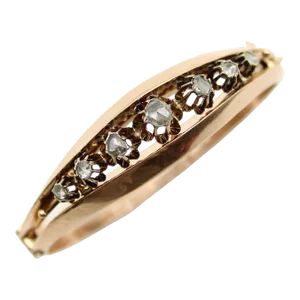 Victorian 14K Rose Gold & Rose Cut Diamond Bracelet