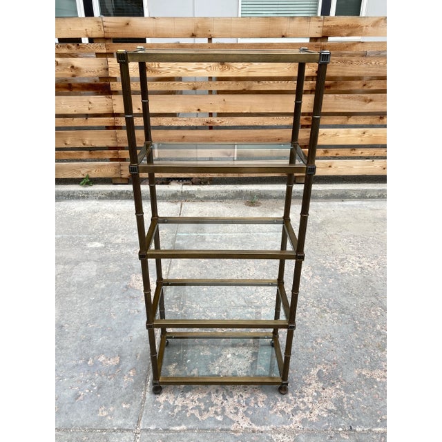 Aged Brass Étagère From Mastercraft For Sale - Image 9 of 13
