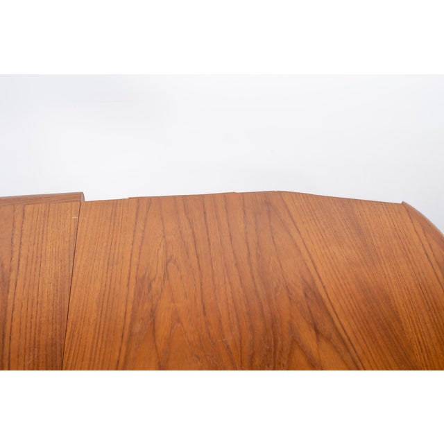 Dyrlund Style Mid Century Teak Hidden Leaf Dining Table For Sale In Chicago - Image 6 of 13