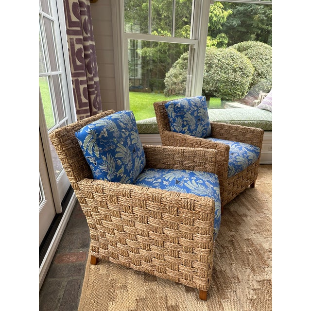 Pair of Palecek Spa Occasional Chairs With Quadrille Fabric Chairish