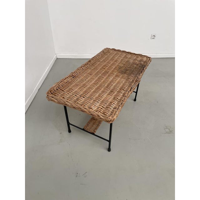 Metal & Braided Wicker Coffee Table, 1960s For Sale - Image 13 of 18