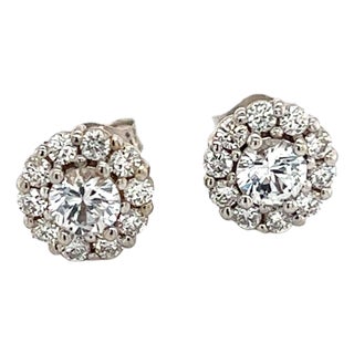 Natural Sapphire Diamond Earrings 14k Gold 1.25 TCW Certified For Sale