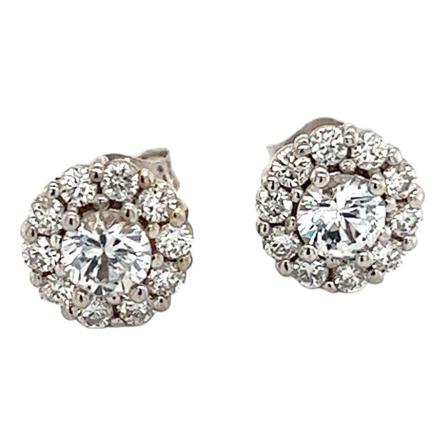 Natural Sapphire Diamond Earrings 14k Gold 1.25 TCW Certified For Sale