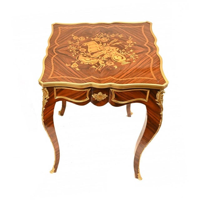 Traditional Empire French Side Tables with Inlay Stands in Kingwood, Set of 2 For Sale - Image 3 of 9