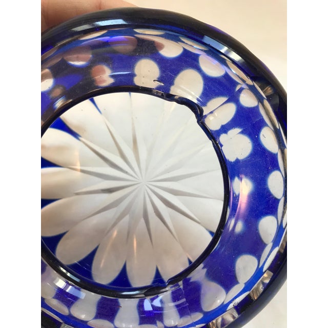 Mid-Century Modern Bavaria Germany Cobalt Blue Crystal Ashtray For Sale - Image 3 of 5