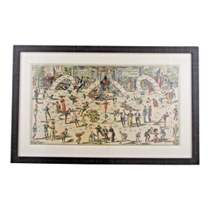 Rare Jeu Du Skating Rink (Game of Goose) French 1900 Game Framed Poster