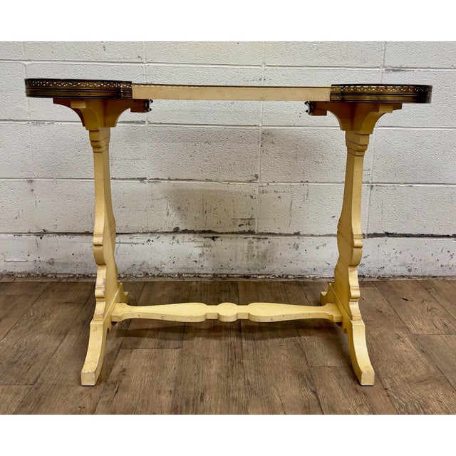 Wood Vintage French Louis XV Style Kidney Shaped Writing Desk Center Table Vanity For Sale - Image 7 of 12