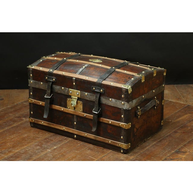 19th Century Domed Leather Trunk, 1920s For Sale - Image 4 of 11