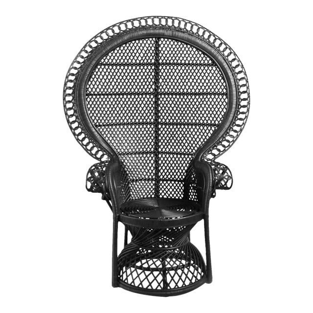 Black Rattan Loop Peacock Chair Chairish