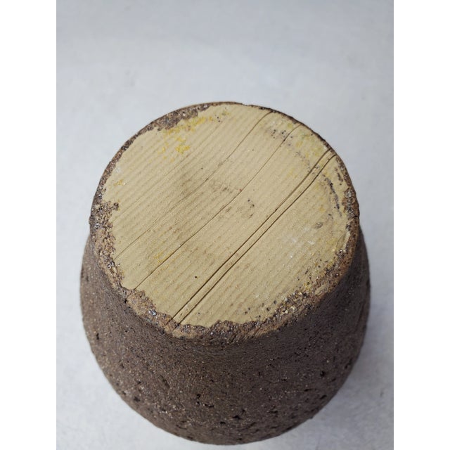 Mid-Century Modern Vinage Mid-Century Studio Pottery Teal and Brown Ceramic Lava Vase For Sale - Image 3 of 6