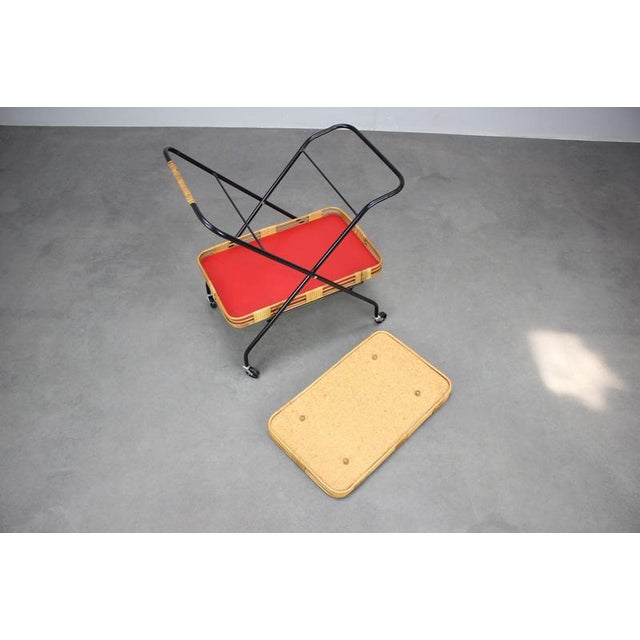 Mid-Century Czechoslovak Folding Bamboo Serving Trolley, 1960s For Sale - Image 11 of 13