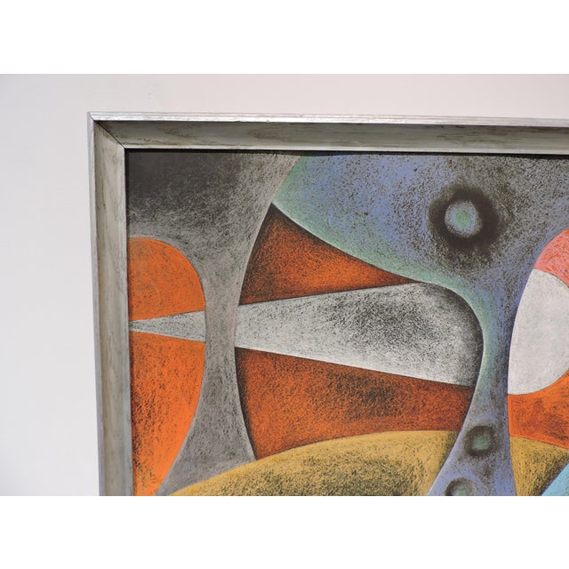 Paul Klee Framed Mid Century Modern Abstract Landscape Pastel Painting, Klee, Miro Style For Sale - Image 4 of 9