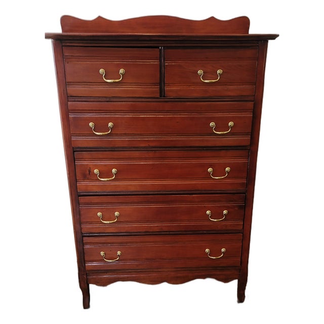 1900s Antique Handmade Rustic Farmhouse Cherry Tall Dresser Country Style For Sale