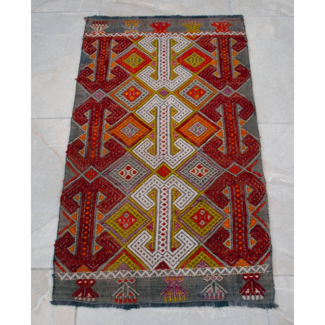 1960s Hand-Made Braided Turkish Small Rug Jajim Kilim - 1′7″ × 2′9″ For Sale - Image 5 of 9