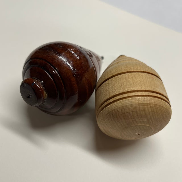 Late 19th Century Antique Toy Wooden Tops Set/2 For Sale - Image 5 of 5