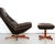 Lounge chair in classic mid-century style from Denmark by Madsen & Schübell. Fully upholstered in dark brown leather....