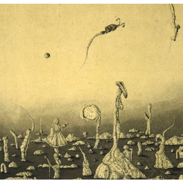 "Triangular Sunset Situation" - Surrealist Colored Etching #15/16, 1978 by James C. Crabb For Sale In Monterey, CA - Image 6 of 9