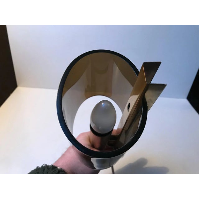 Danish Gilt Brass & Smoked Acrylic Glass Sconce from Hassel & Teudt, 1960s For Sale - Image 6 of 7