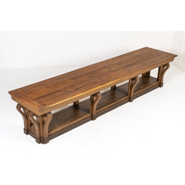 Monumental four metre 19th century french oak drapers table a monumental four metre long french oak drapers table. this...