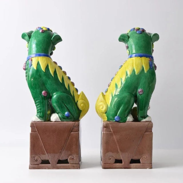 Mid-Century Modern Large Chinese Foo Dog Figurines, 1970s, Set of 2 For Sale - Image 3 of 11