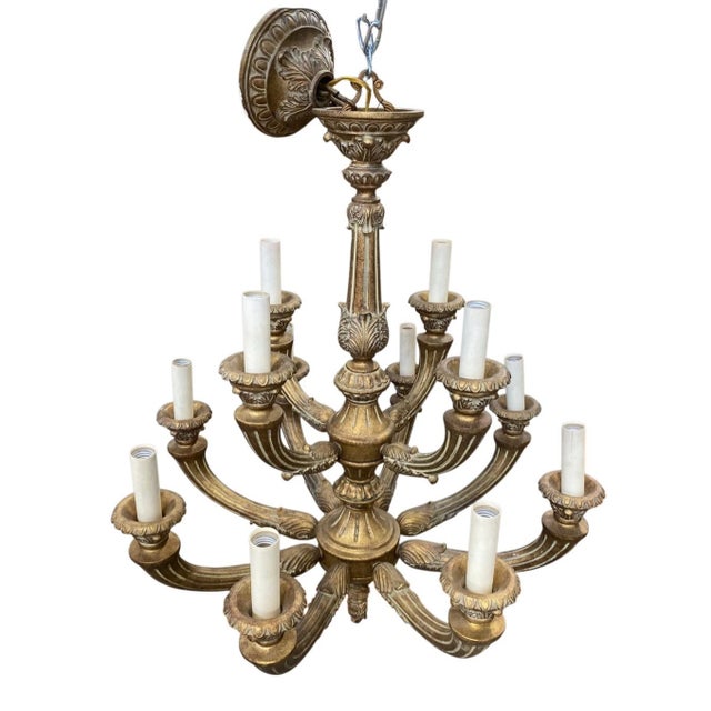 Vintage 12 Light Arm Large Traditional Classic Grand Carved Chandelier For Sale In Pittsburgh - Image 6 of 8