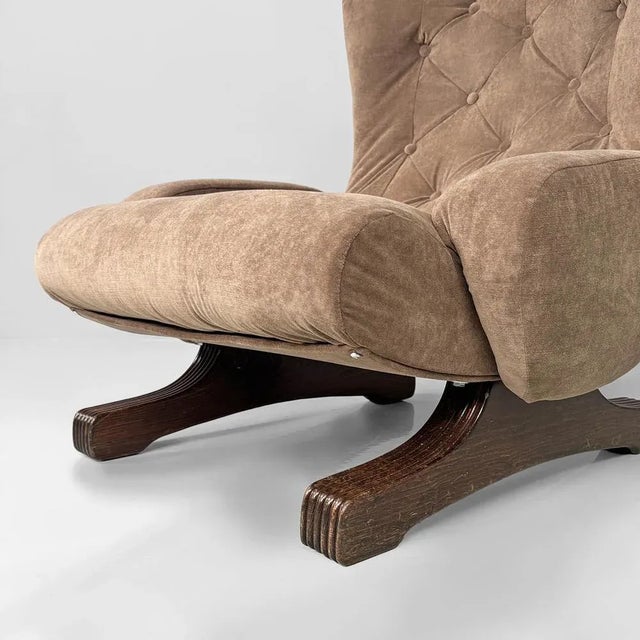 Italian Modern Chair in Brown Velvet and Wood by Guido Bonzanini for Tecnosalotti, 1970s For Sale - Image 12 of 18