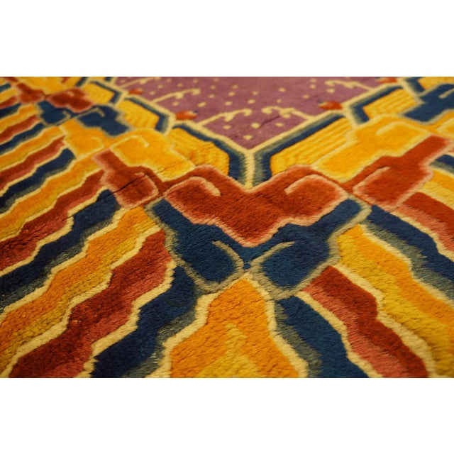 Charming Violet and Yellow Color With Dragon Design Antique Chinese Ningxia Rug For Sale - Image 10 of 11