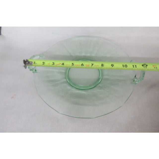 Glass Green Depression Glass Serving Dish Tray With Handles 4373b For Sale - Image 7 of 10