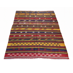 1970s Vintage Kilim Rug - 4' 2'' X 7' 7''