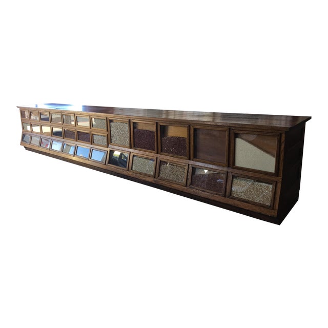 Antique Oak General Store Bean Counter Cabinet | Chairish